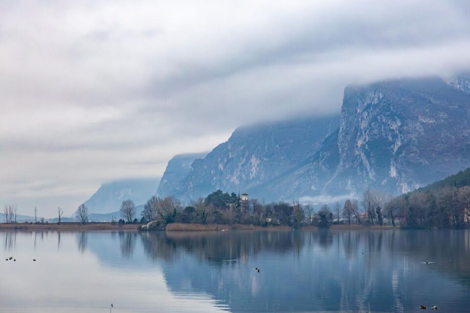 a large body of water surrounded by mountains